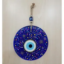 Adorno de cristal con forma de mal de ojo pintado a mano