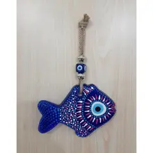 Adorno de cristal con forma de mal de ojo pintado a mano