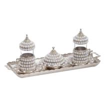 2 PIECES TURKISH COFFEE SET WITH PEARLS