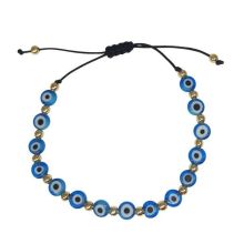 Glass Evil Eyes Macrome Bracelet with Silver / Gold Beads