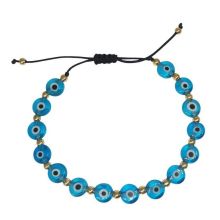 Glass Evil Eyes Macrome Bracelet with Silver / Gold Beads
