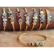 Boho Gemstone Cuff Bracelet