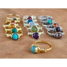 Boho Gemstone Wire Wrapped ring