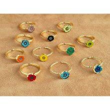 Colorful Floral Gold Plated ring